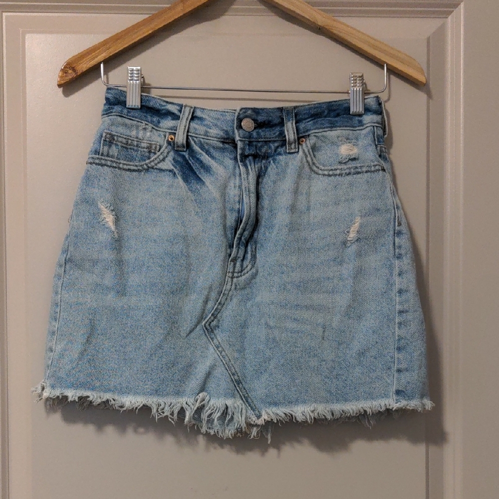 PacSun Denim Mini Skirt with Frayed Hem